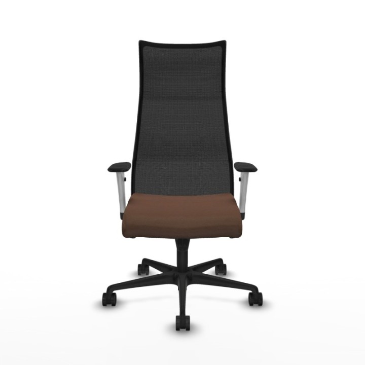 Albacete malla sincro malla negra bali marrón oscuro brazos blancos base nailon ruedas 65 mm nailon