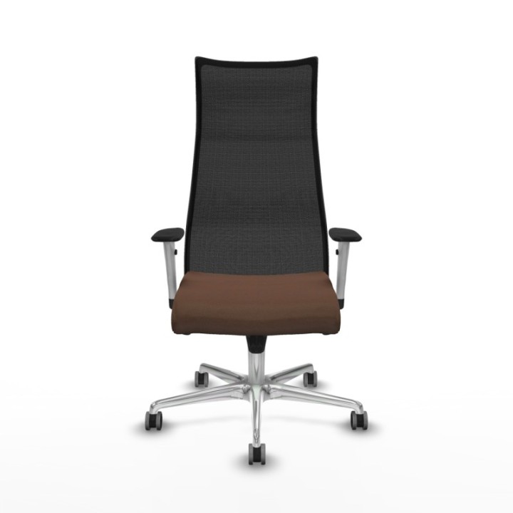 Albacete malla sincro malla negra bali marrón oscuro brazos blancos base aluminio ruedas 65mm engomadas