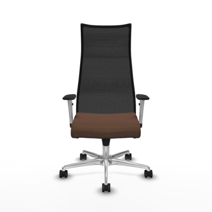 Albacete malla sincro malla negra bali marrón oscuro brazos blancos base aluminio ruedas 65 mm nailon