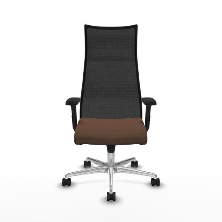 Albacete malla sincro malla negra bali marrón oscuro brazos 2D base aluminio ruedas 65 mm nailon