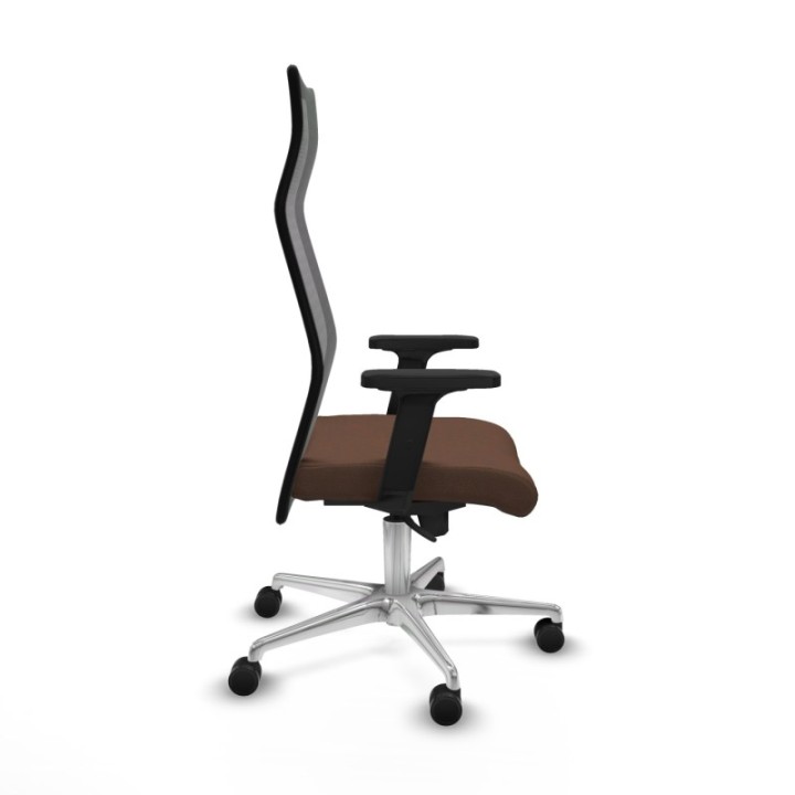 Albacete malla sincro malla negra bali marrón oscuro brazos 2D base aluminio ruedas 65 mm nailon