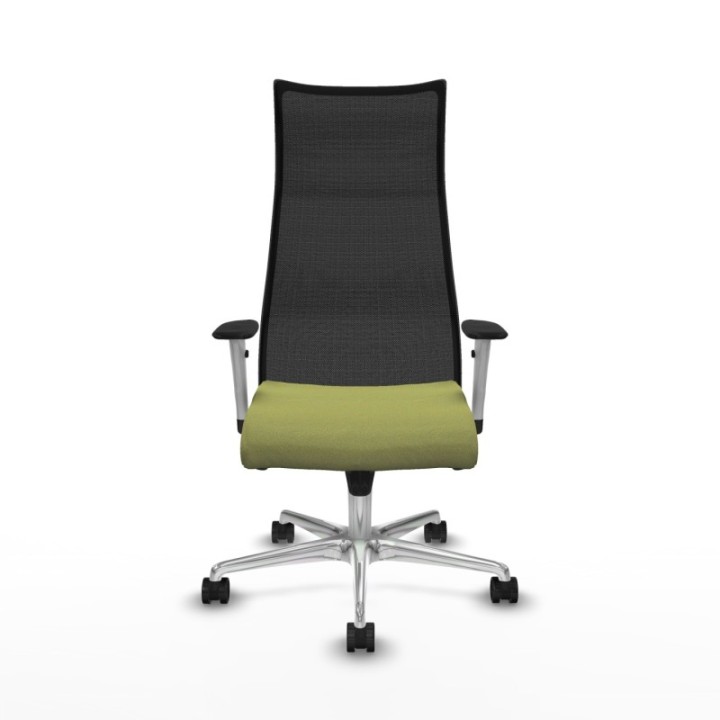 Albacete malla sincro malla negra bali verde oliva brazos blancos base aluminio ruedas 65 mm nailon