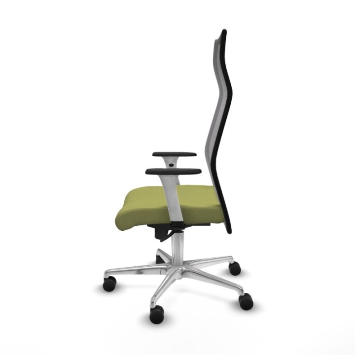 Albacete malla sincro malla negra bali verde oliva brazos blancos base aluminio ruedas 65 mm nailon