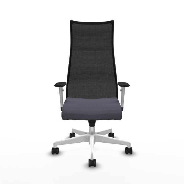 Albacete malla sincro malla negra bali gris oscuro brazos blancos base blanca ruedas 65 mm nailon