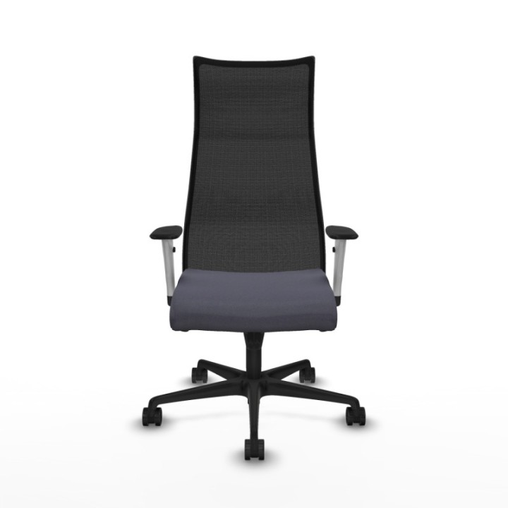 Albacete malla sincro malla negra bali gris oscuro brazos blancos base nailon ruedas 65 mm nailon