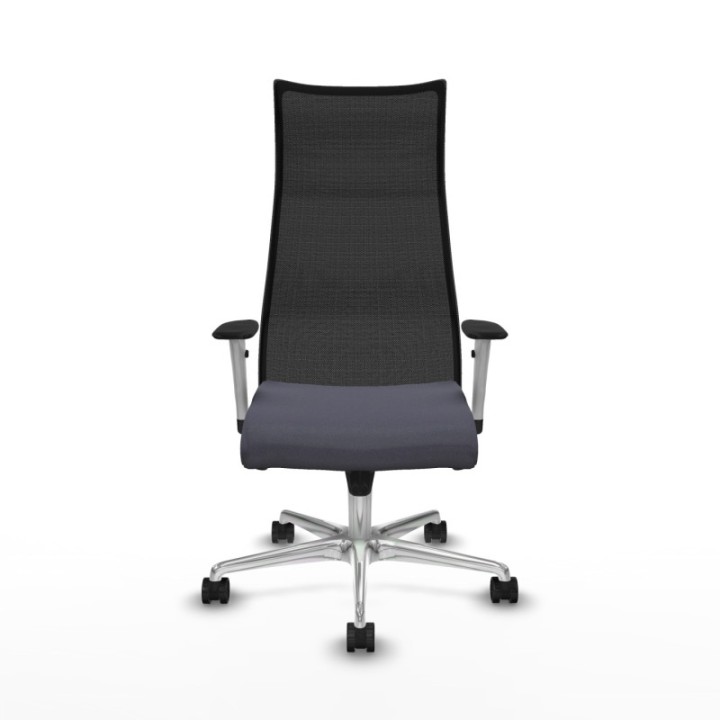 Albacete malla sincro malla negra bali gris oscuro brazos blancos base aluminio ruedas 65 mm nailon