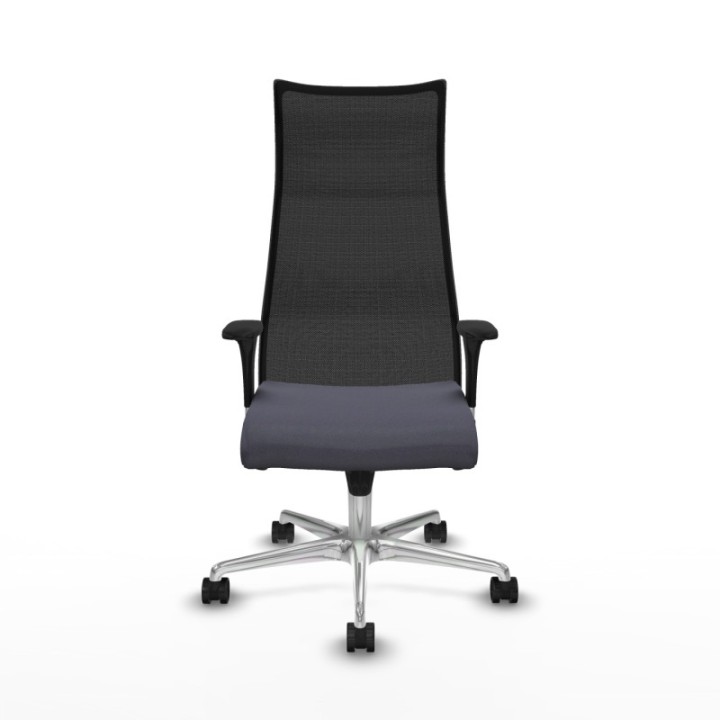 Albacete malla sincro malla negra bali gris oscuro brazos 1D base aluminio ruedas 65 mm nailon