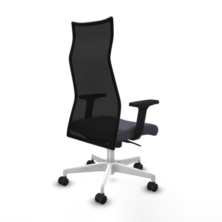 Albacete malla sincro malla negra bali gris oscuro brazos 2D base blanca ruedas 65 mm nailon