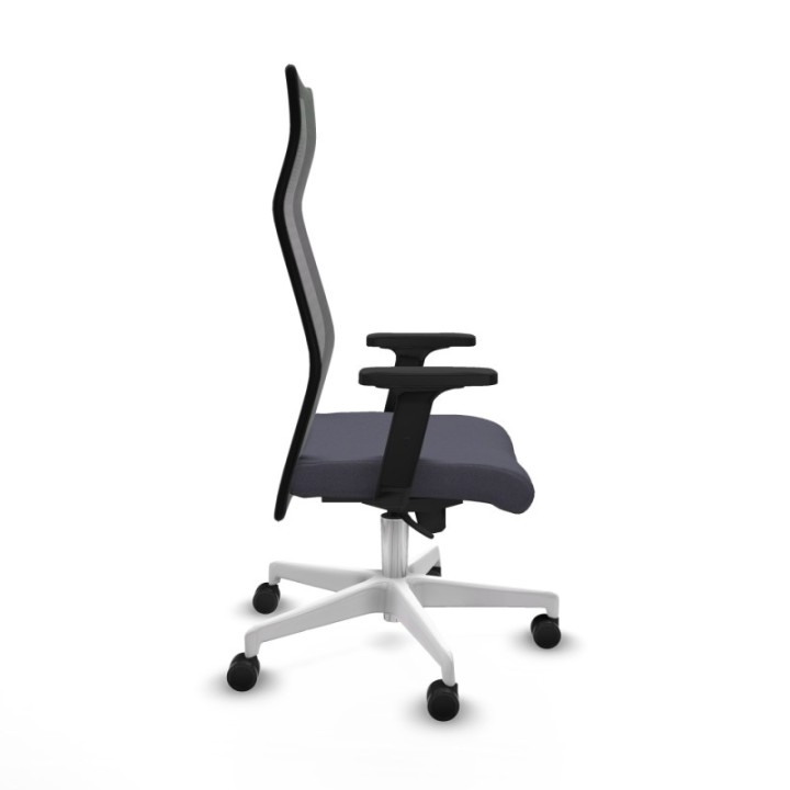 Albacete malla sincro malla negra bali gris oscuro brazos 2D base blanca ruedas 65 mm nailon