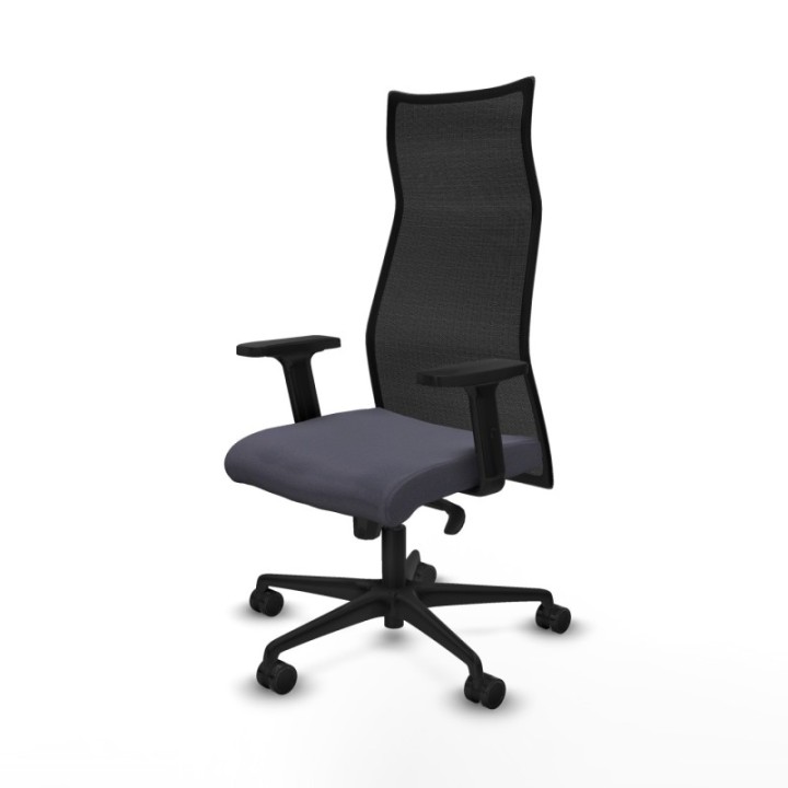 Albacete malla sincro malla negra bali gris oscuro brazos 2D base nailon ruedas 65 mm nailon