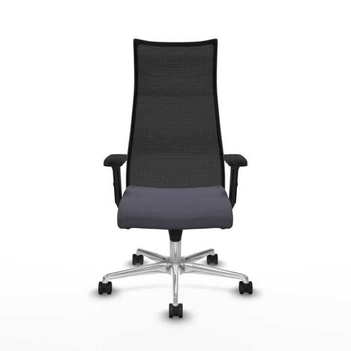 Albacete malla sincro malla negra bali gris oscuro brazos 2D base aluminio ruedas 65 mm nailon