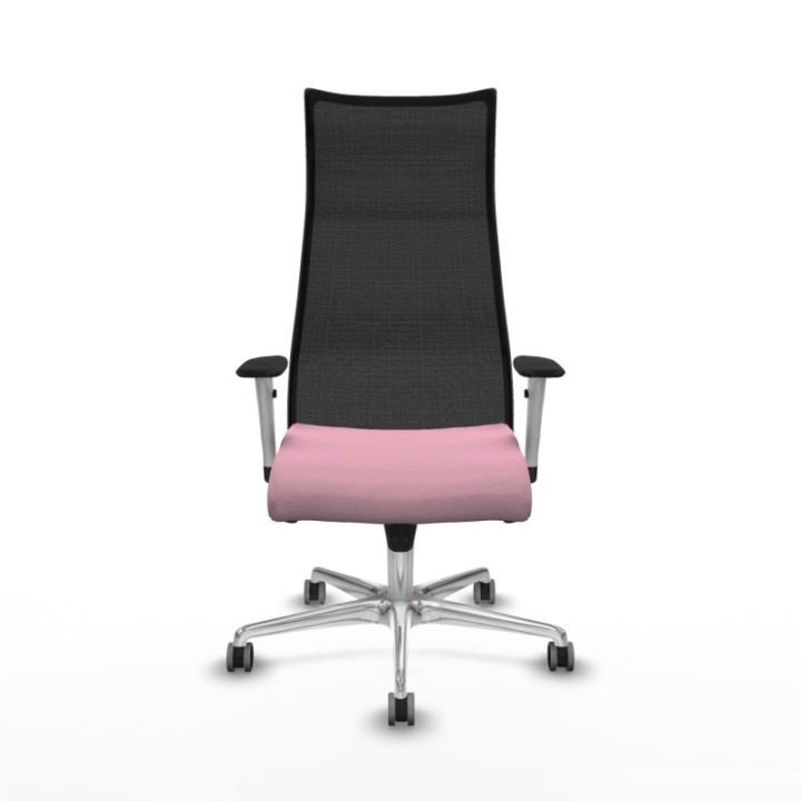 Albacete malla sincro malla negra bali rosa brazos blancos base aluminio ruedas 65mm engomadas