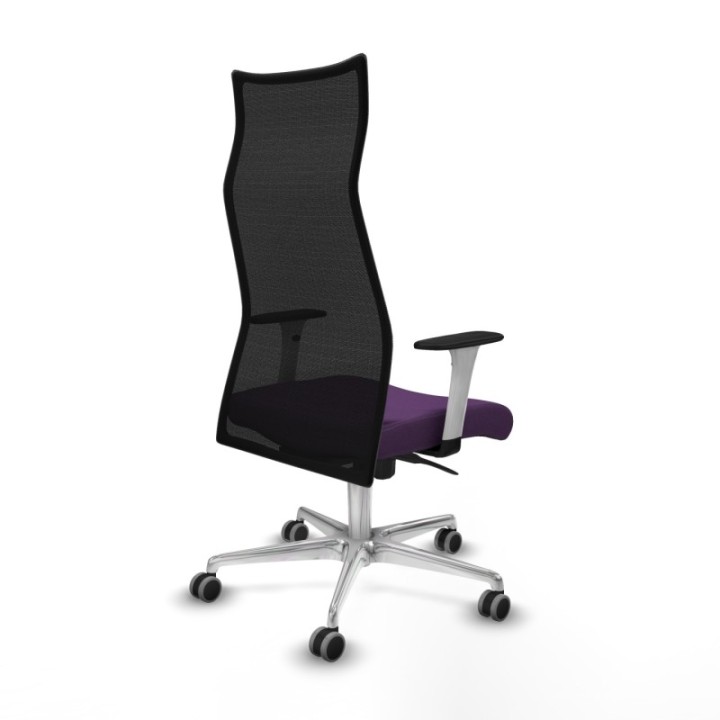 Albacete malla sincro malla negra bali morado brazos blancos base aluminio ruedas 65mm engomadas