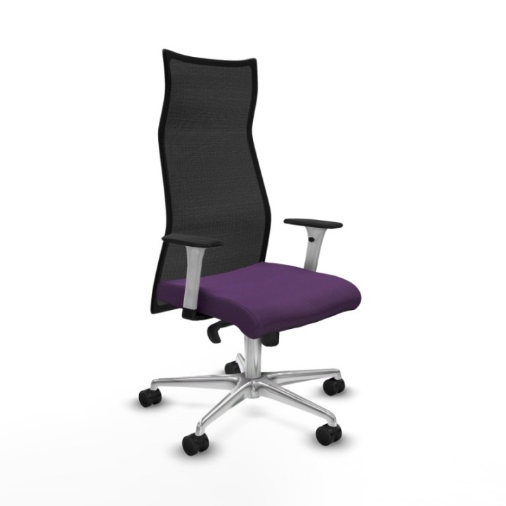 Albacete malla sincro malla negra bali morado brazos blancos base aluminio ruedas 65 mm nailon