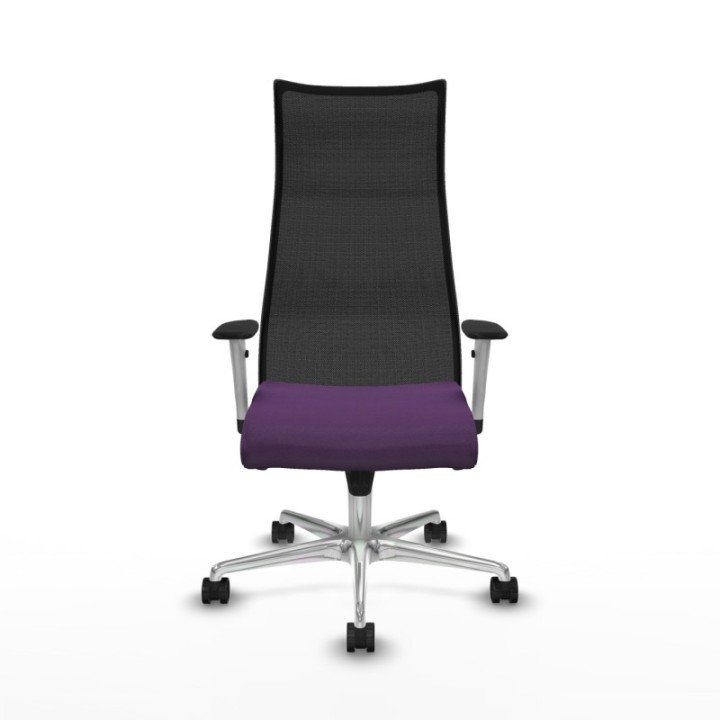 Albacete malla sincro malla negra bali morado brazos blancos base aluminio ruedas 65 mm nailon