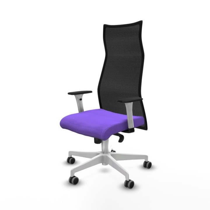 Albacete malla sincro malla negra bali lila brazos blancos base blanca ruedas 65mm engomadas