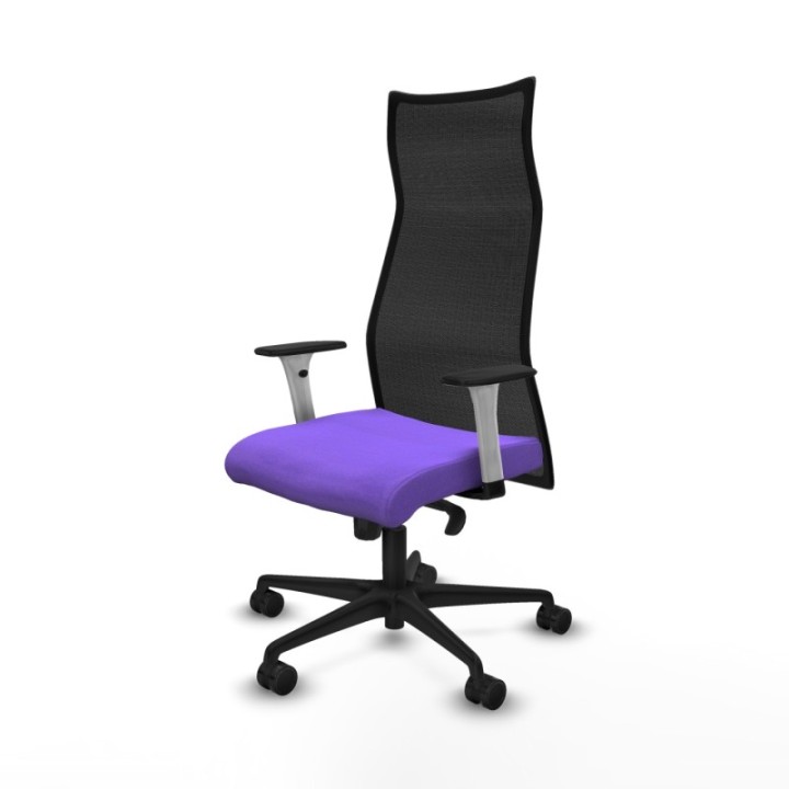 Albacete malla sincro malla negra bali lila brazos blancos base nailon ruedas 65 mm nailon