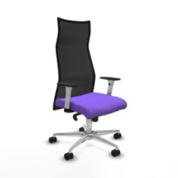 Albacete malla sincro malla negra bali lila brazos blancos base aluminio ruedas 65 mm nailon