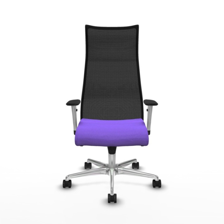 Albacete malla sincro malla negra bali lila brazos blancos base aluminio ruedas 65 mm nailon