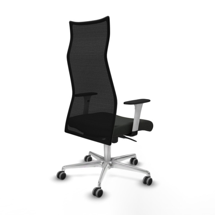 Albacete malla sincro malla negra bali negro brazos blancos base aluminio ruedas 65mm engomadas