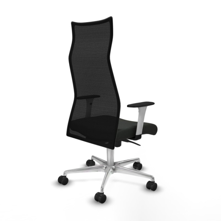 Albacete malla sincro malla negra bali negro brazos blancos base aluminio ruedas 65 mm nailon