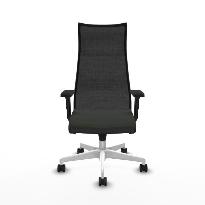 Albacete malla sincro malla negra bali negro brazos 2D base blanca ruedas 65 mm nailon