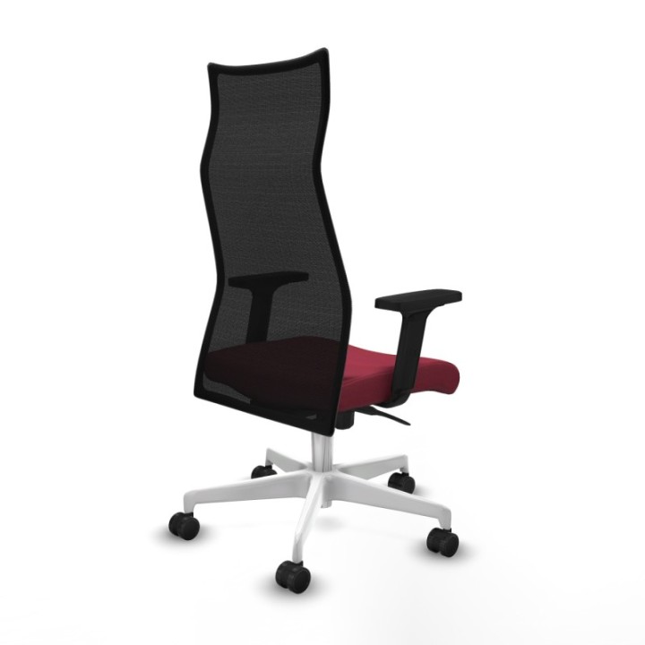 Albacete malla sincro malla negra bali granate brazos 2D base blanca ruedas 65 mm nailon