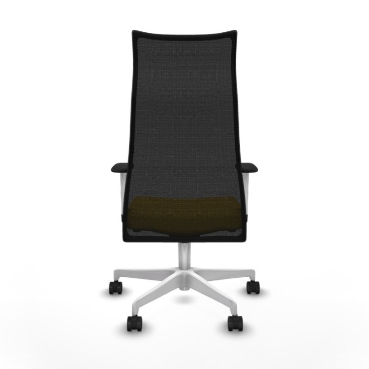 Albacete malla sincro malla negra similpiel amarillo brazos blancos base blanca ruedas 65 mm nailon