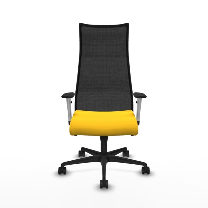 Albacete malla sincro malla negra similpiel amarillo brazos blancos base nailon ruedas 65 mm nailon