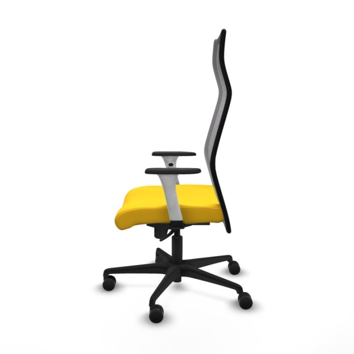 Albacete malla sincro malla negra similpiel amarillo brazos blancos base nailon ruedas 65 mm nailon