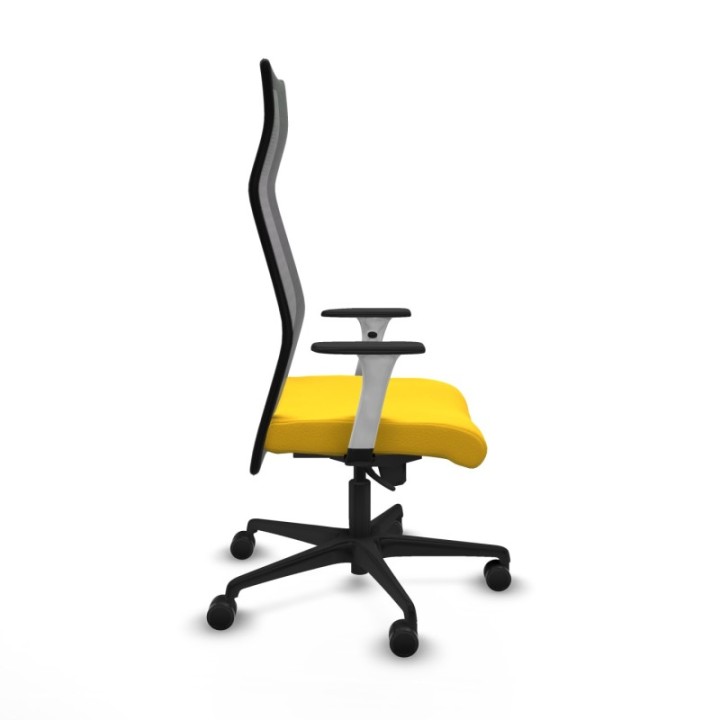 Albacete malla sincro malla negra similpiel amarillo brazos blancos base nailon ruedas 65 mm nailon