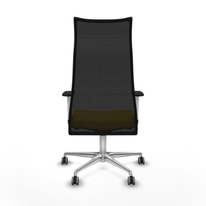 Albacete malla sincro malla negra similpiel amarillo brazos blancos base aluminio ruedas 65mm engomadas