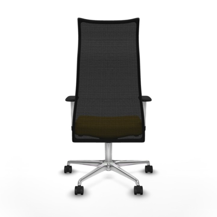 Albacete malla sincro malla negra similpiel amarillo brazos blancos base aluminio ruedas 65 mm nailon