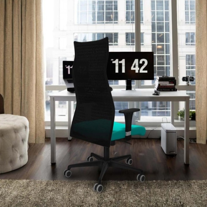 Albacete malla sincro malla negra similpiel amarillo brazos 1D base nailon ruedas 65mm engomadas