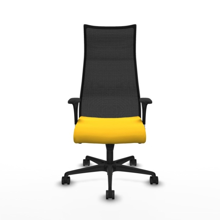 Albacete malla sincro malla negra similpiel amarillo brazos 1D base nailon ruedas 65 mm nailon