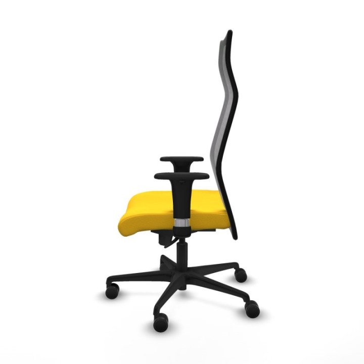 Albacete malla sincro malla negra similpiel amarillo brazos 1D base nailon ruedas 65 mm nailon