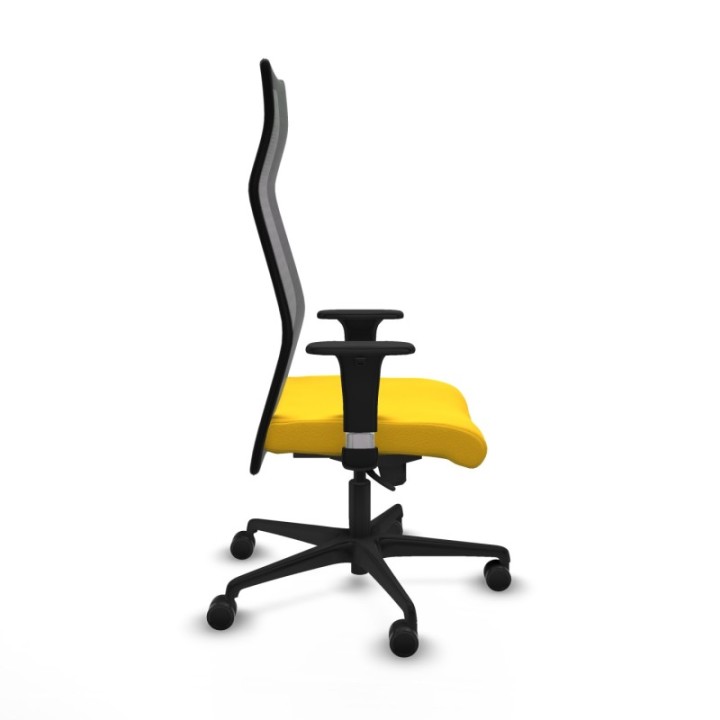 Albacete malla sincro malla negra similpiel amarillo brazos 1D base nailon ruedas 65 mm nailon