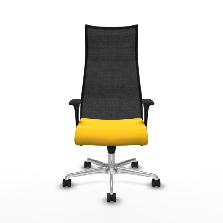 Albacete malla sincro malla negra similpiel amarillo brazos 1D base aluminio ruedas 65 mm nailon