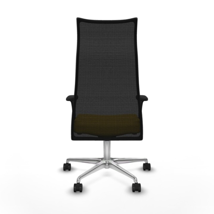 Albacete malla sincro malla negra similpiel amarillo brazos 1D base aluminio ruedas 65 mm nailon