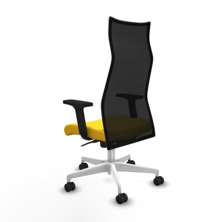 Albacete malla sincro malla negra similpiel amarillo brazos 2D base blanca ruedas 65 mm nailon