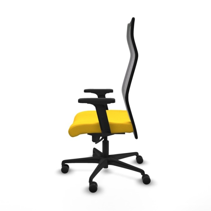 Albacete malla sincro malla negra similpiel amarillo brazos 2D base nailon ruedas 65 mm nailon