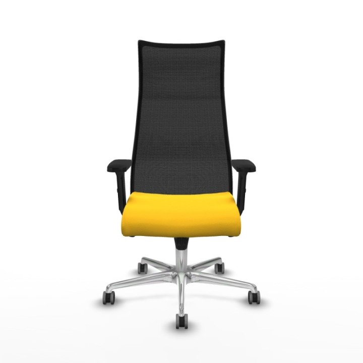 Albacete malla sincro malla negra similpiel amarillo brazos 2D base aluminio ruedas 65mm engomadas