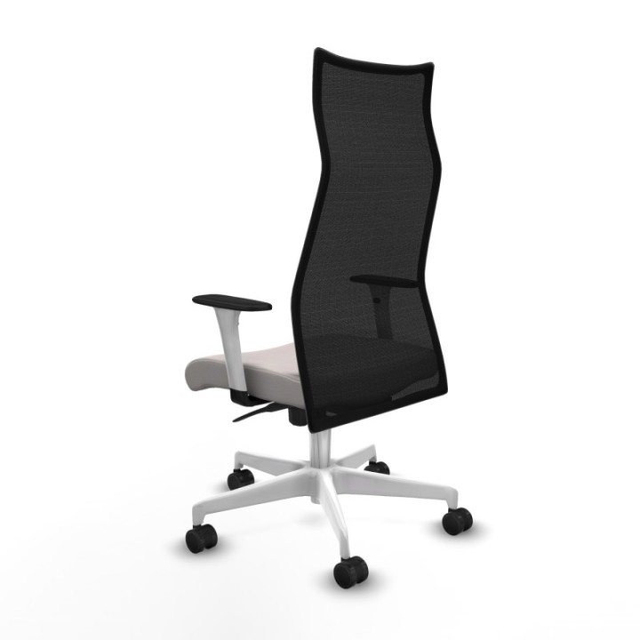 Albacete malla sincro malla negra similpiel blanco brazos blancos base blanca ruedas 65 mm nailon