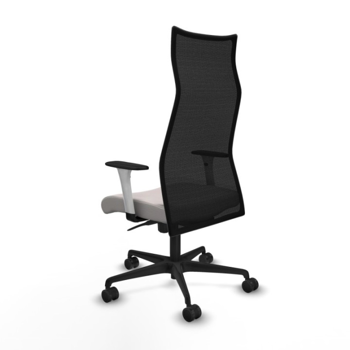 Albacete malla sincro malla negra similpiel blanco brazos blancos base nailon ruedas 65 mm nailon