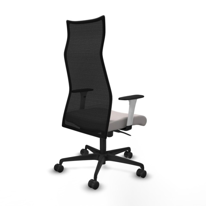 Albacete malla sincro malla negra similpiel blanco brazos blancos base nailon ruedas 65 mm nailon