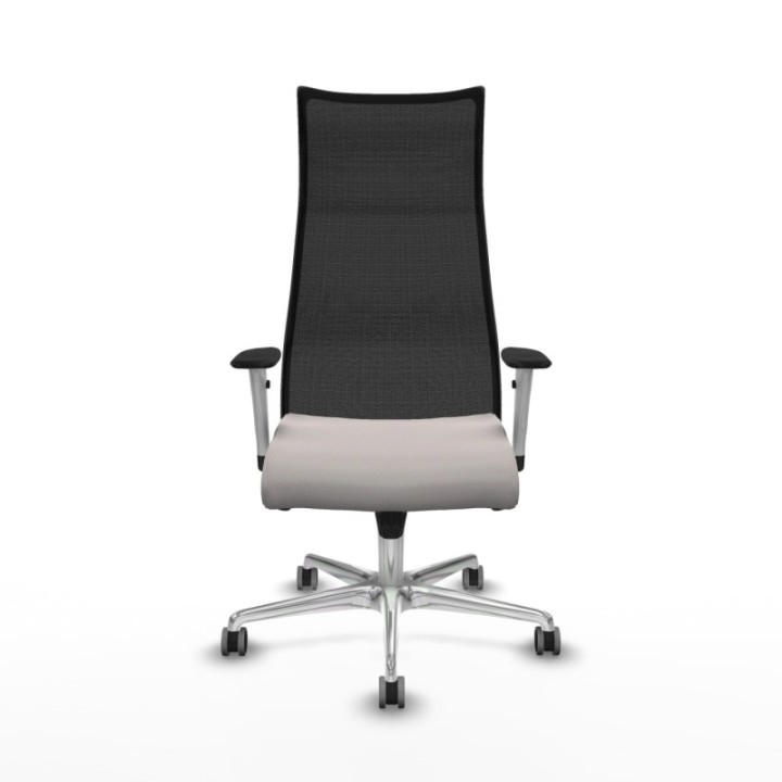 Albacete malla sincro malla negra similpiel blanco brazos blancos base aluminio ruedas 65mm engomadas