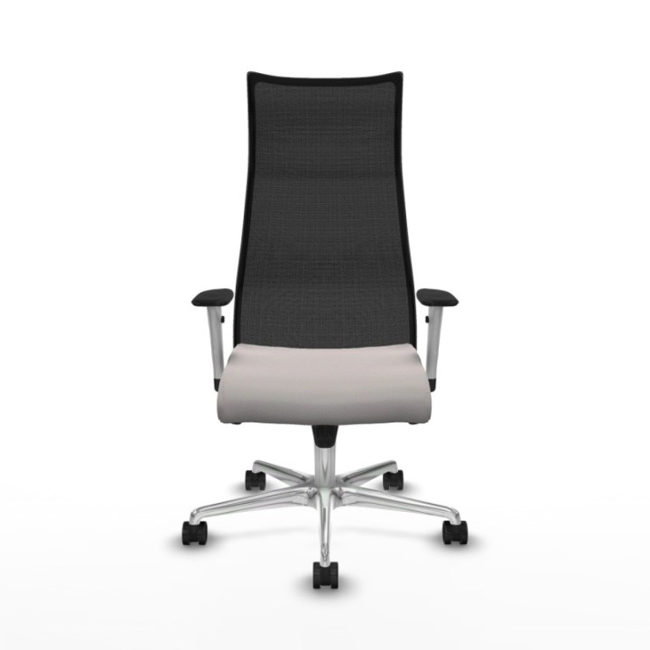 Albacete malla sincro malla negra similpiel blanco brazos blancos base aluminio ruedas 65 mm nailon