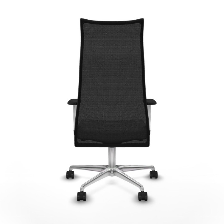 Albacete malla sincro malla negra similpiel blanco brazos blancos base aluminio ruedas 65 mm nailon