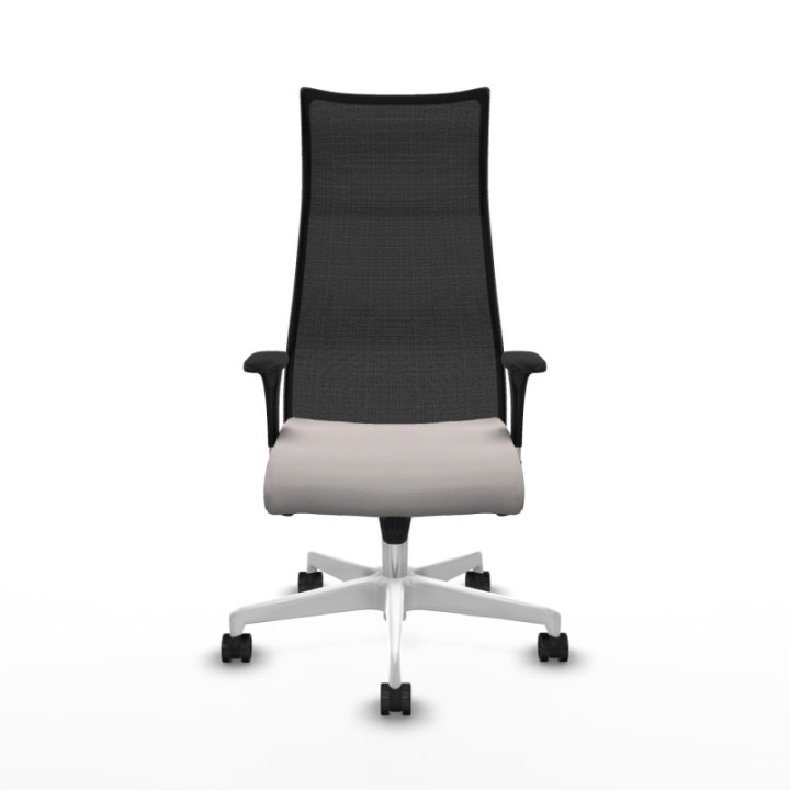 Albacete malla sincro malla negra similpiel blanco brazos 1D base blanca ruedas 65 mm nailon