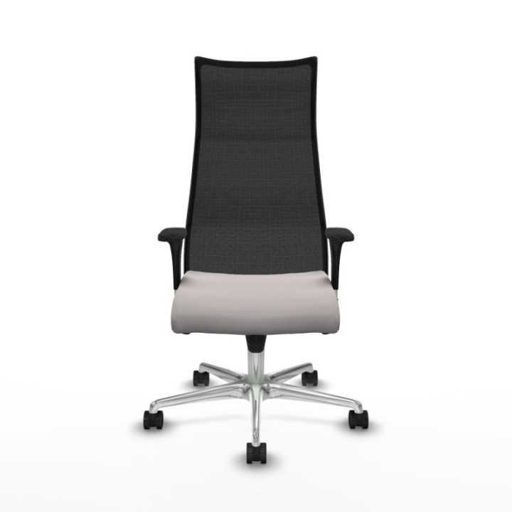 Albacete malla sincro malla negra similpiel blanco brazos 1D base aluminio ruedas 65 mm nailon